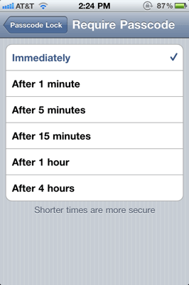 Passcode Lock Time