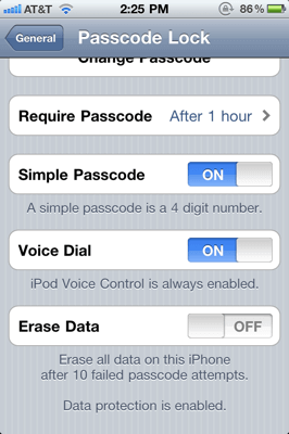 Passcode Options