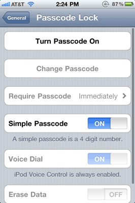 Passcode Preferences