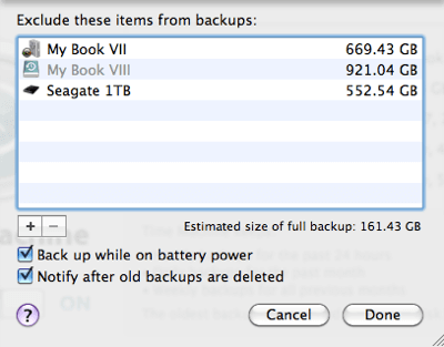 Time Machine Options