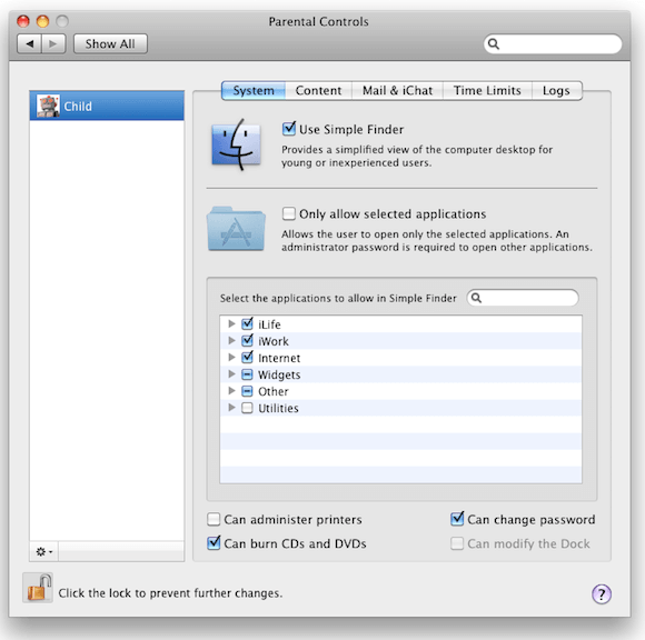 Ticking Use Simple Finder in OS X Parental Controls.png