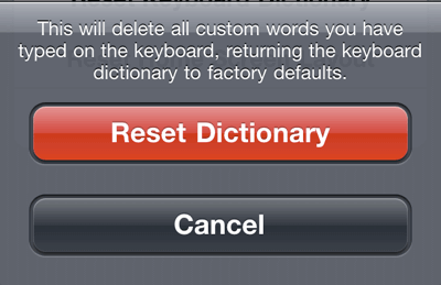 Reset Dictionary