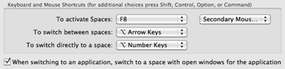 Spaces Options