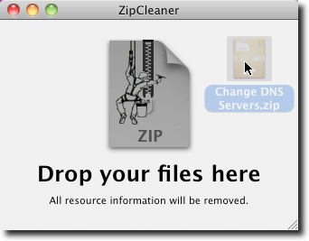 Drag Zip File To ZipCleaner Window