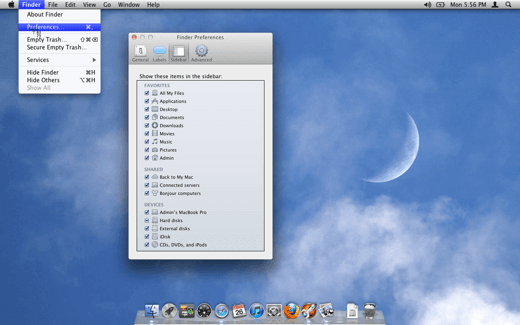 Finder Preferences OS X