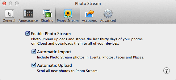 enable photostream