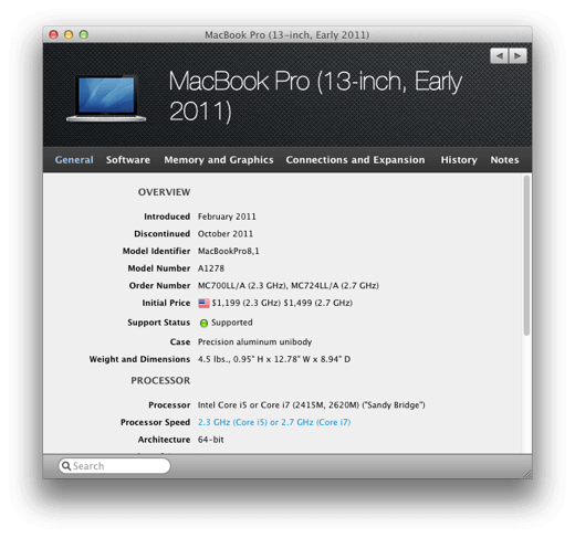 Mactracker MacBook Pro