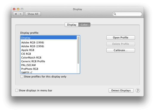 Calibrate display Mac