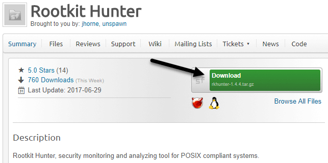 Rootkit Hunter window