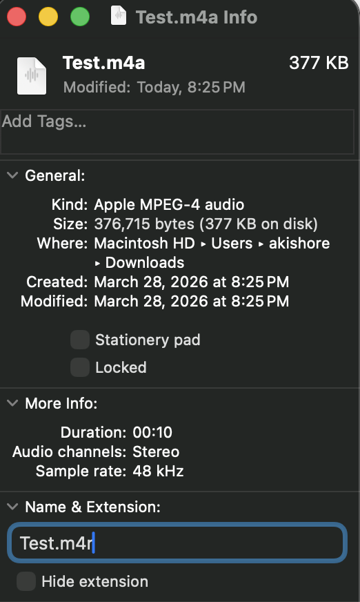 change name to m4r - Switching To Mac Change filename from m4a to m4r using file info