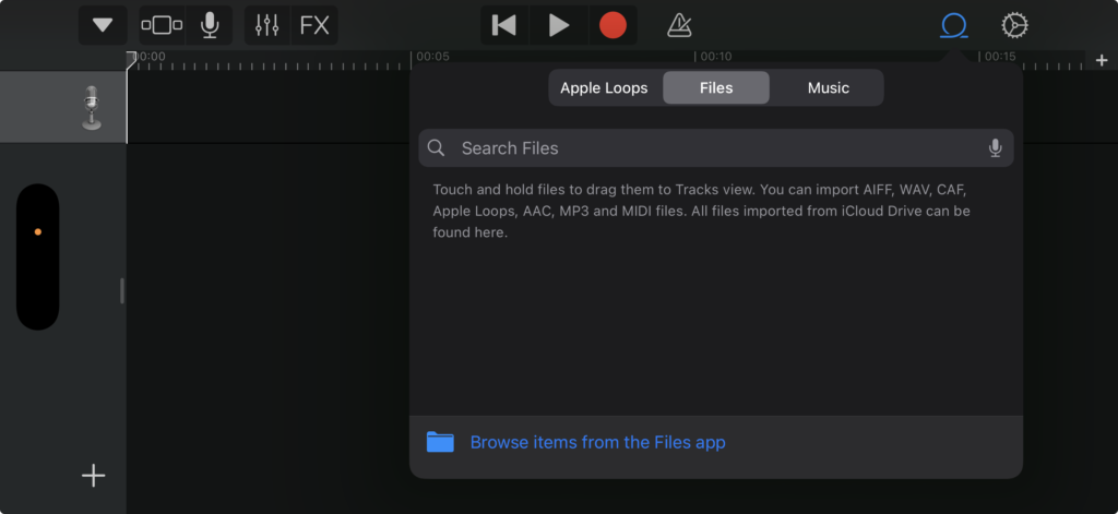 loop icon - Switching To Mac Tap on loop icon and than tap on Files tab