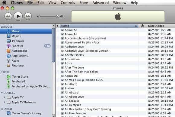 iTunes main interface 