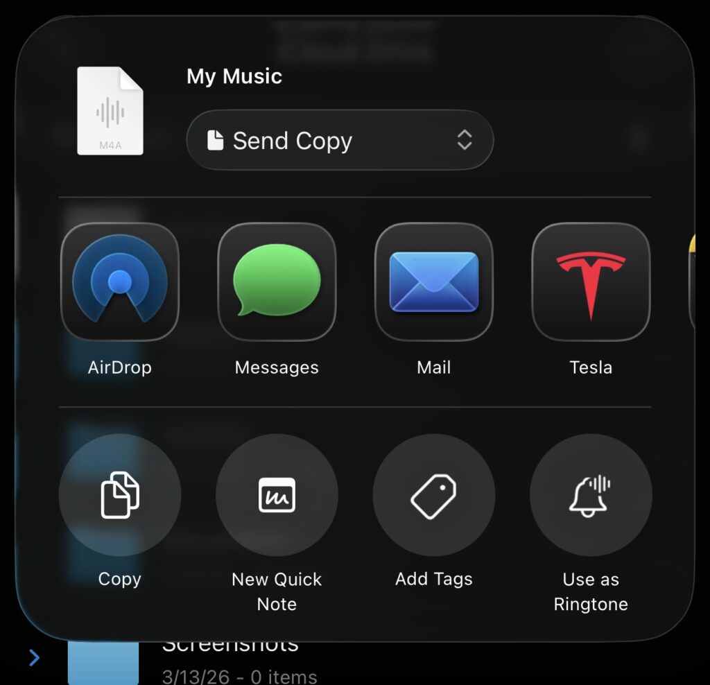 Screenshot - Switching To Mac Tape Share and choose Use as Ringtone