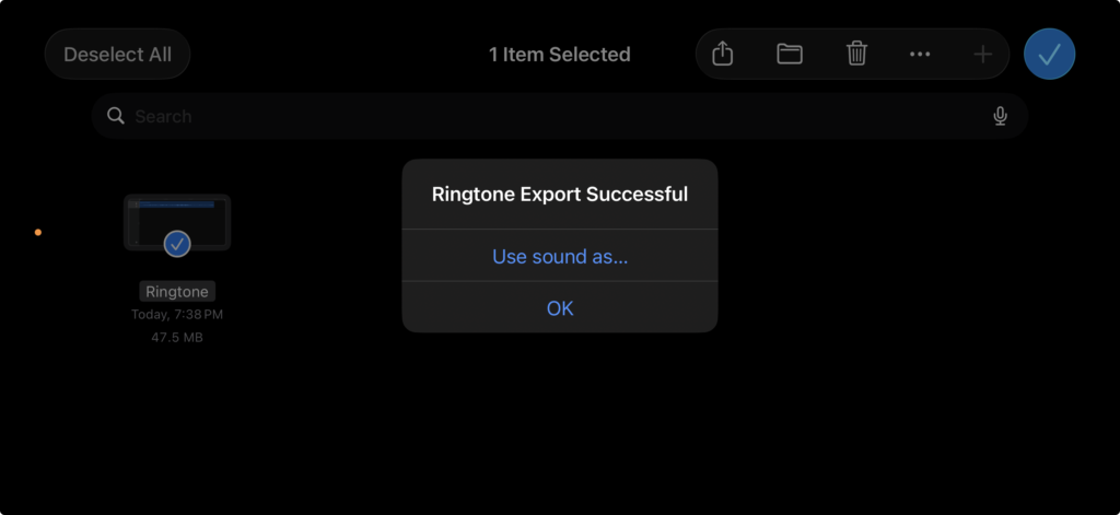 use sound as - Switching To Mac Ringtone export successful, choose Use sound as
