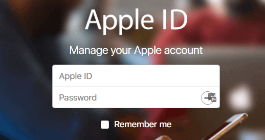Apple ID login window