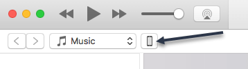 Click phone or tablet icon in iTunes
