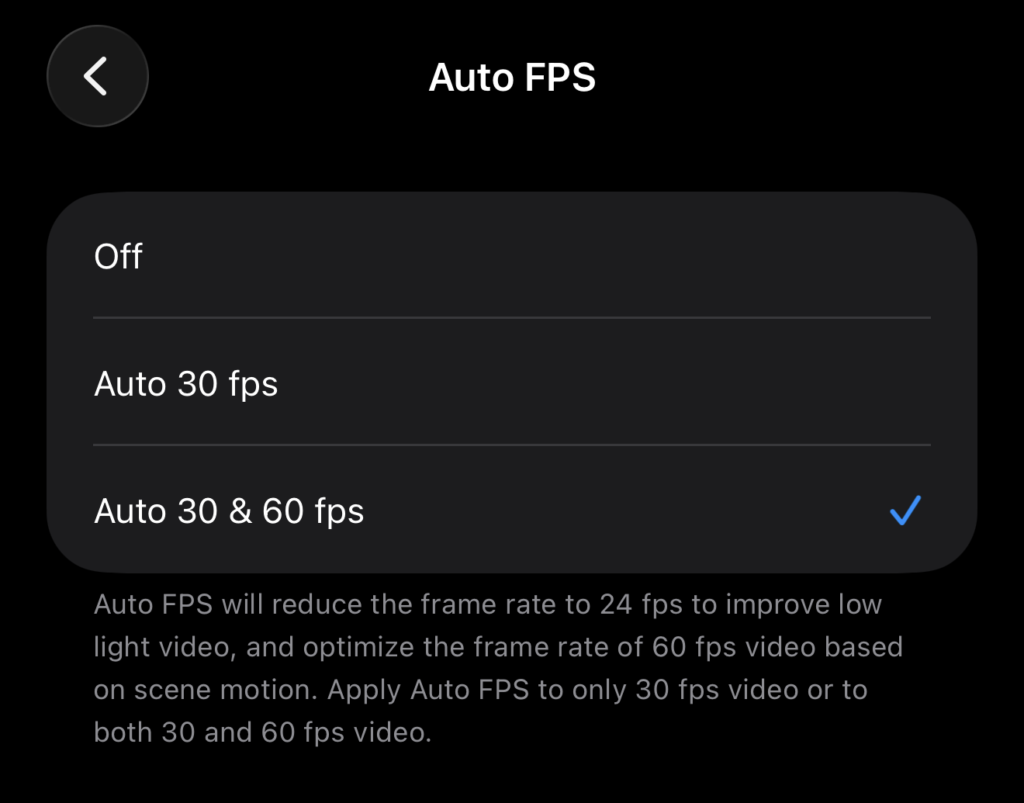 auto fps - Switching To Mac Turn off Auto FPS settings on iPhone camera settings