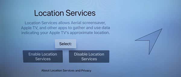 Location Services screen on Apple TV 4K