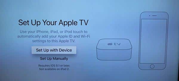 Set up with Device screen on Apple TV 4k