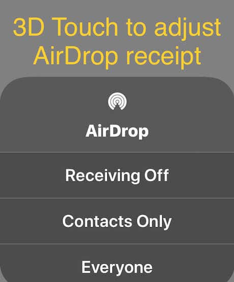 3D Touch to adjust AirDrop receipt