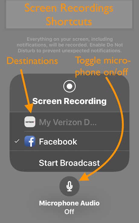 Screen Recordings shortcuts