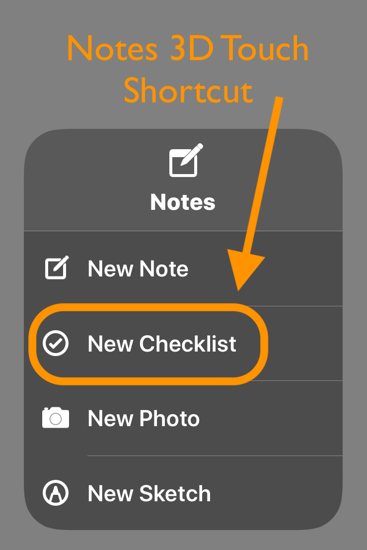 Notes 3D Touch shortcut