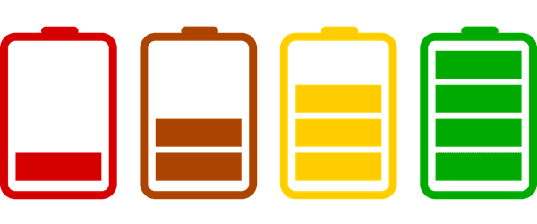 Different levels of battery power illustrated