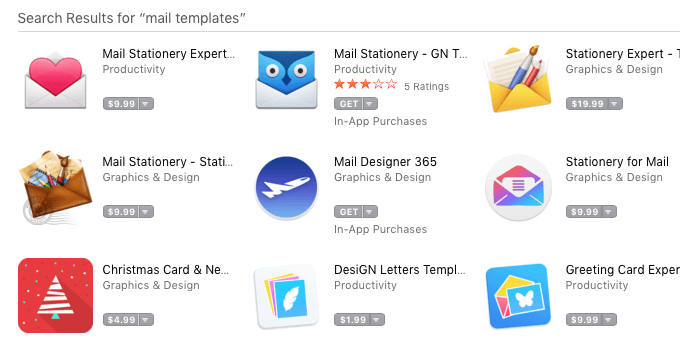 Mail templates in Mac store