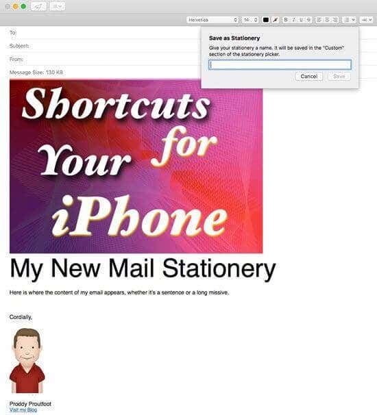 Save as Stationary option for email