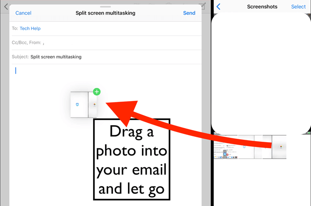 Drag a photo into your email and let go