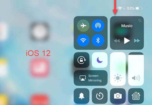 To see Control Center, swipe down from top right