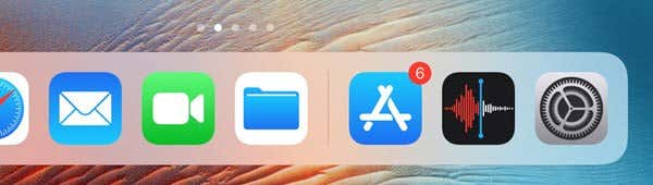 Dock with recently used apps on the right