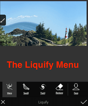 The Liquify menu