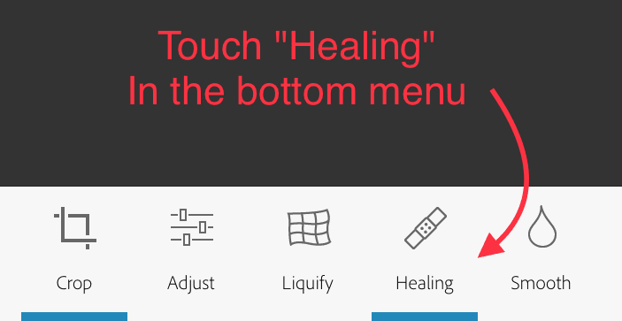 Touch "Healing in the bottom menu