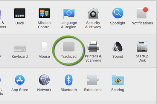 Trackpad icon in Settings window