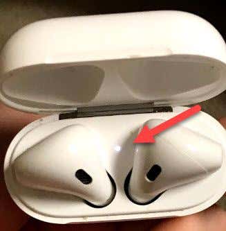 Pairing button lit on inside of AirPod case