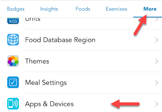 Select More and then Apps & Devices