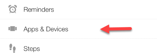 Arrow points to Apps & Devices settings