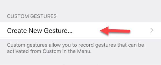 Create New Gesture menu option