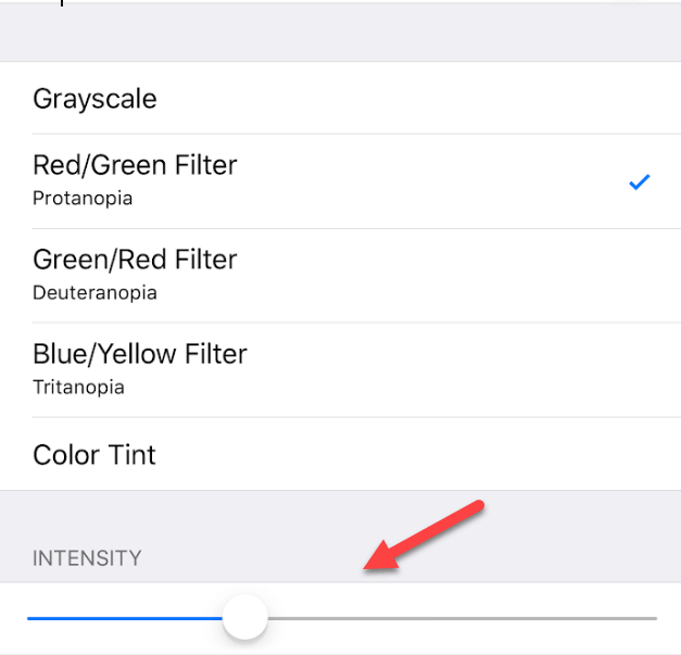 Color Filters turned on with Red/Green Filter selected