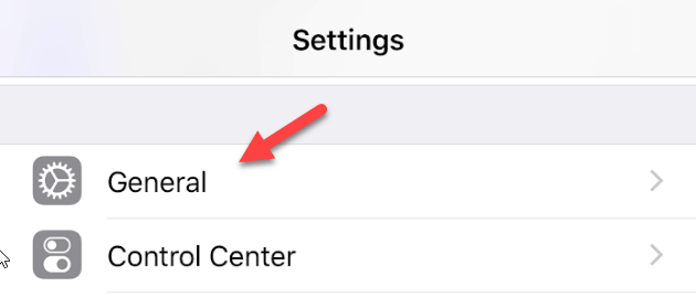 Tap on General in the Settings window