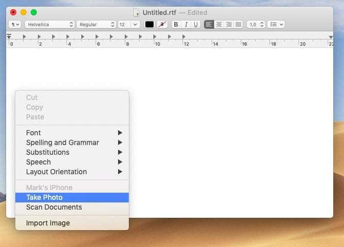 Right-click menu with Take Photo selected