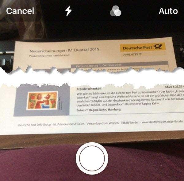 Camera app open and ready to scan