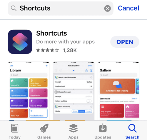 Shortcuts in the App Store