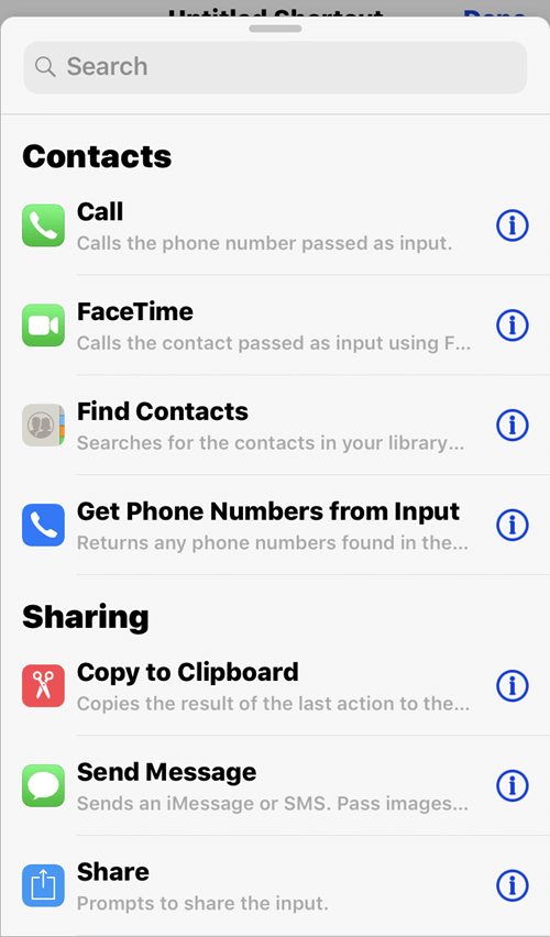 Menu to choose what happens when shortcut is activated