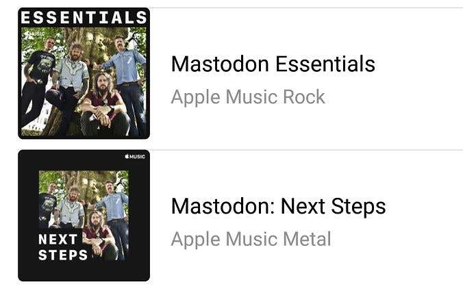 Essentials and Next Steps windows in Apple Music
