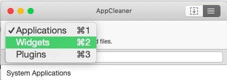 App Cleaner Widgets window 