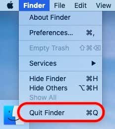 Quit Finder option in menu window