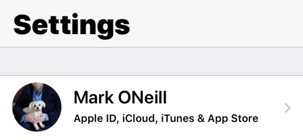 Settings on Mark ONeill's iPhone