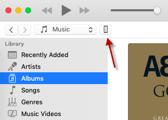 Music dropdown menu in iTunes